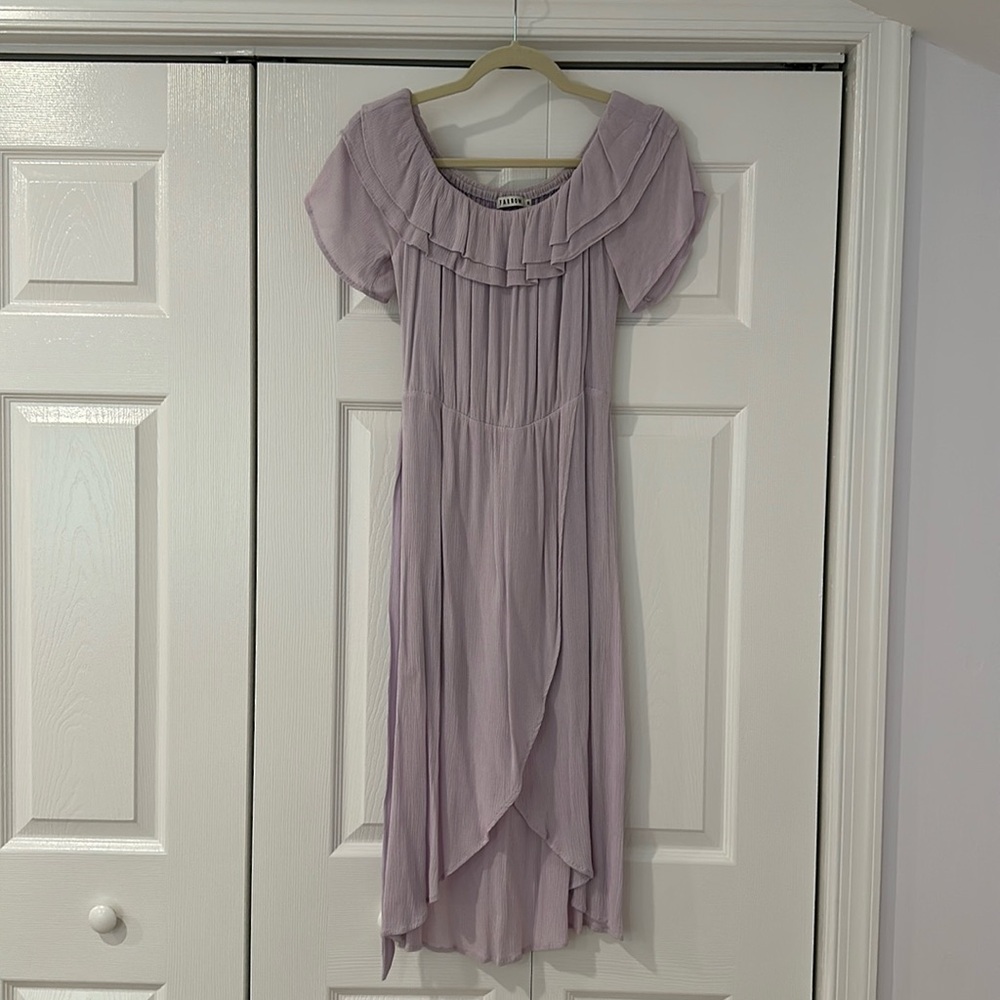 Farrow lilac off the shoulder dress
